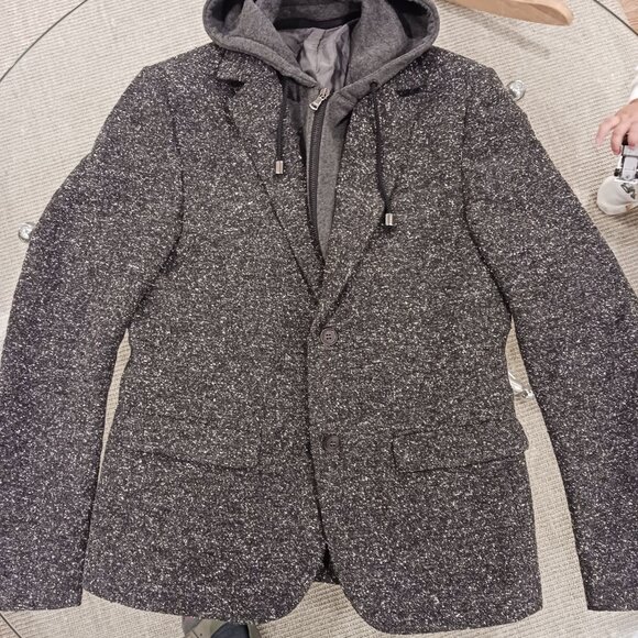 Nwot tag daniele alessandrini blazer with detachable vest hoodie size 46 - Picture 3 of 4